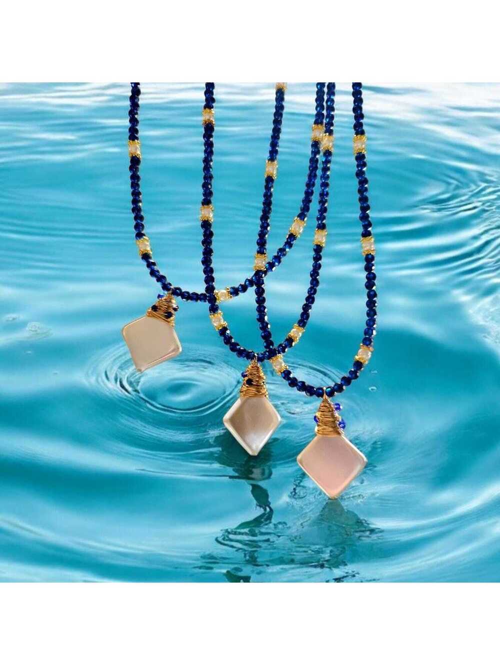 Freshwater Pearls and Blue Spinel Beaded Necklace (#LWN0001)